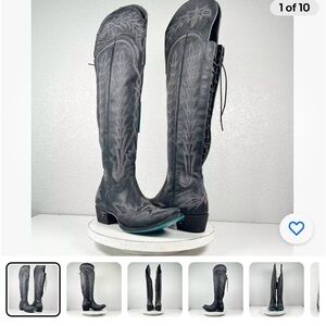 Lane LEXINGTON Over The Knee Womens Western Boots in Distressed black 7.5